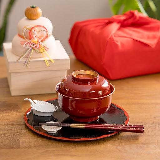 Vermilion Curved Miso Soup Bowl with Lid - Image 3